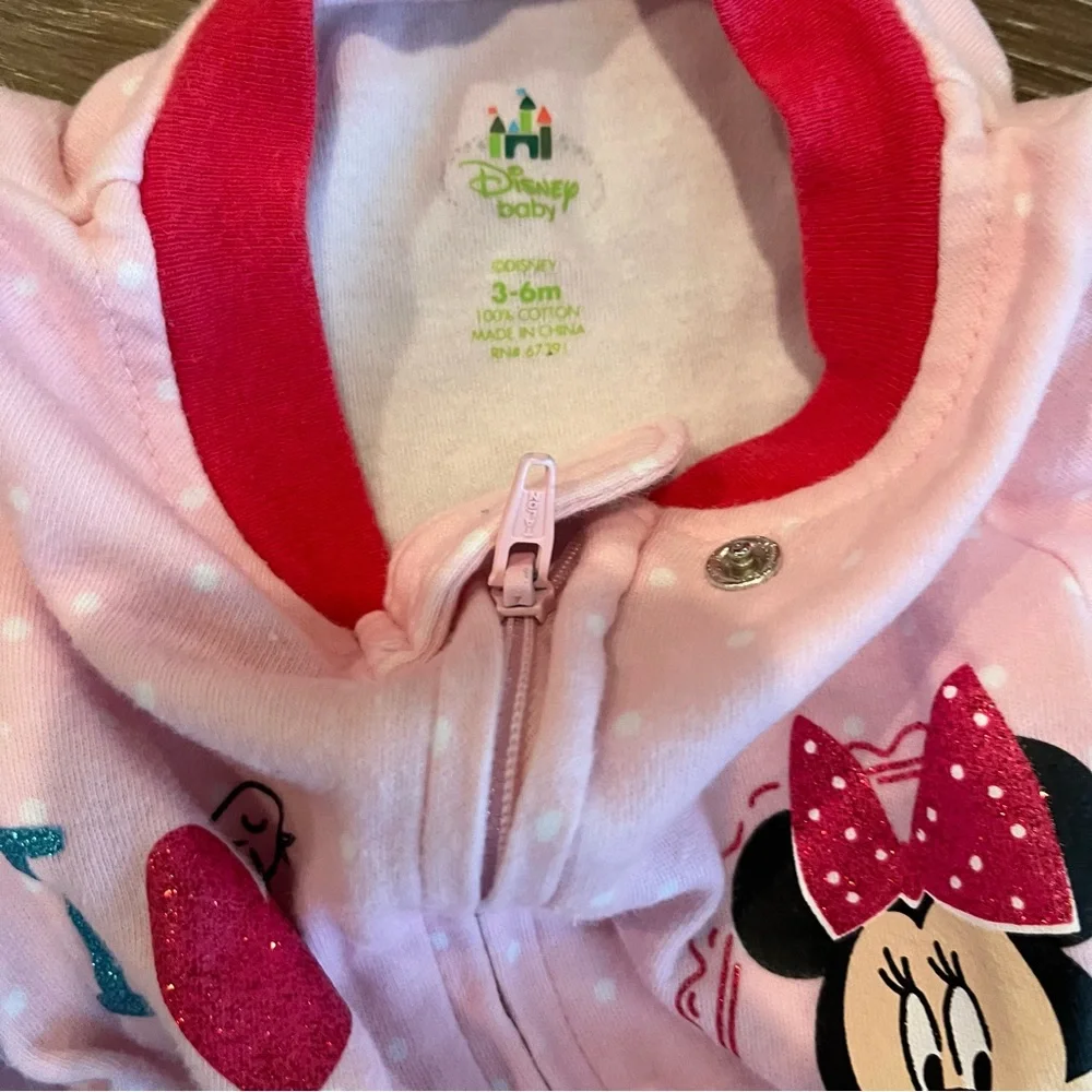 Disney Baby Girl Pink Lot Bundle Minnie Mouse Pajama Set Size 3-6 months